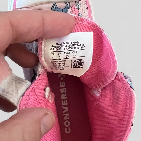 Girls Unicorn Converse, size 7 - Picture 6 of 6